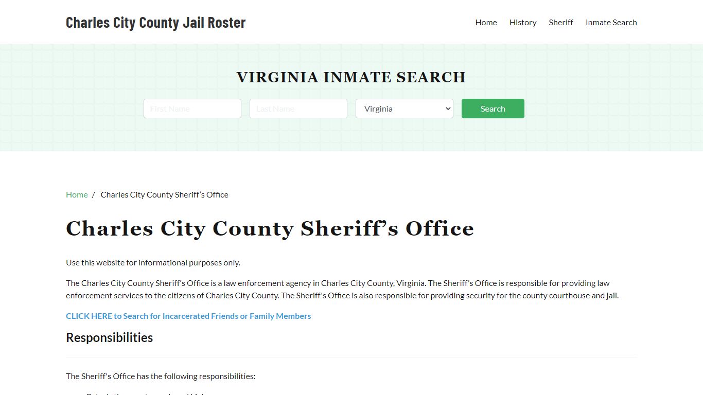 Charles City County Sheriff Office, VA, Arrest Warrants Search