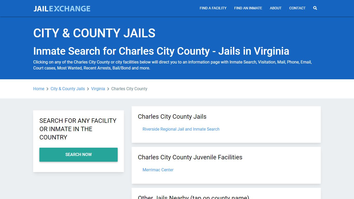 Inmate Search for Charles City County | Jails in Virginia - Jail Exchange